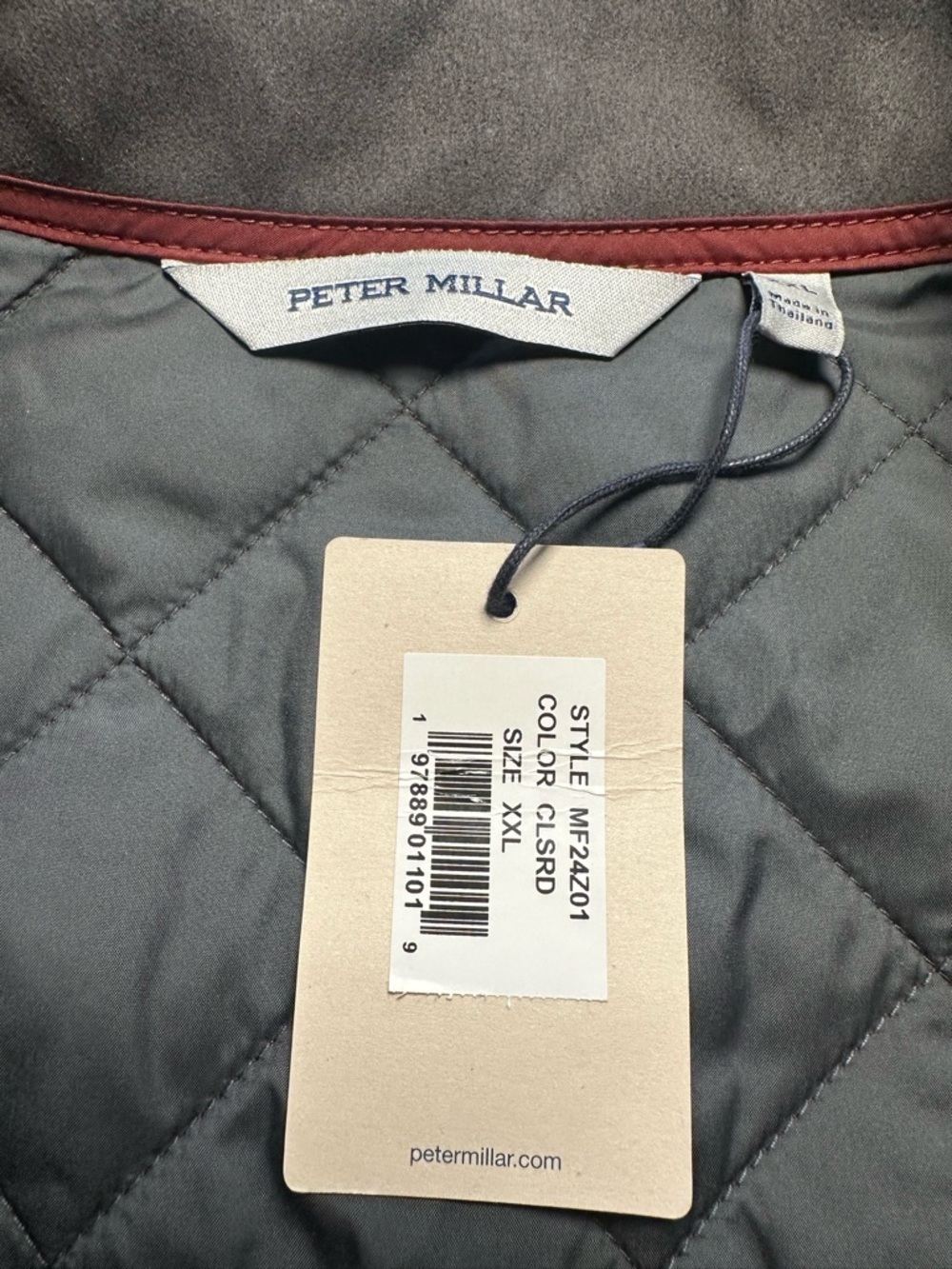 Peter Millar Quilted Burgundy Zip-Front Vest - Picture 7 of 13